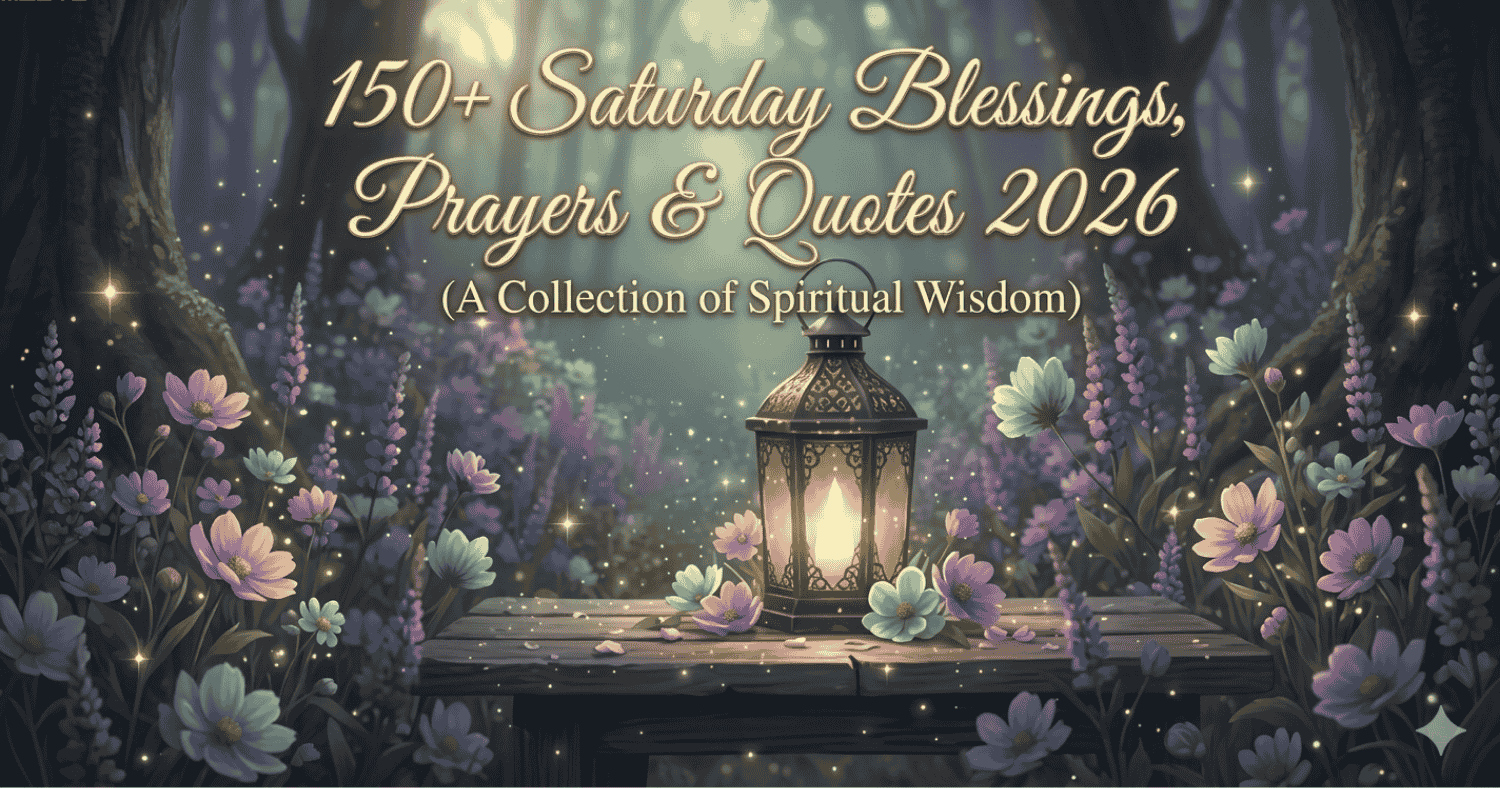 Saturday blessings, prayers, and quotes image with a calm sunrise, peaceful weekend background, and uplifting spiritual theme