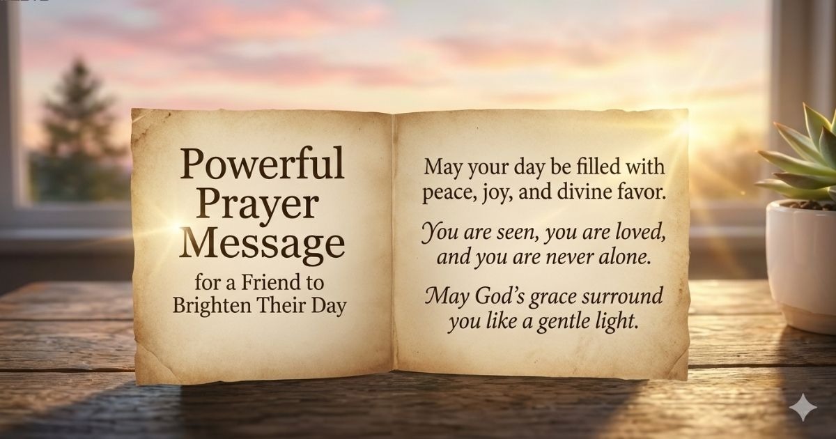 A heartfelt prayer message to uplift and encourage a friend, bringing comfort and hope to brighten their day.